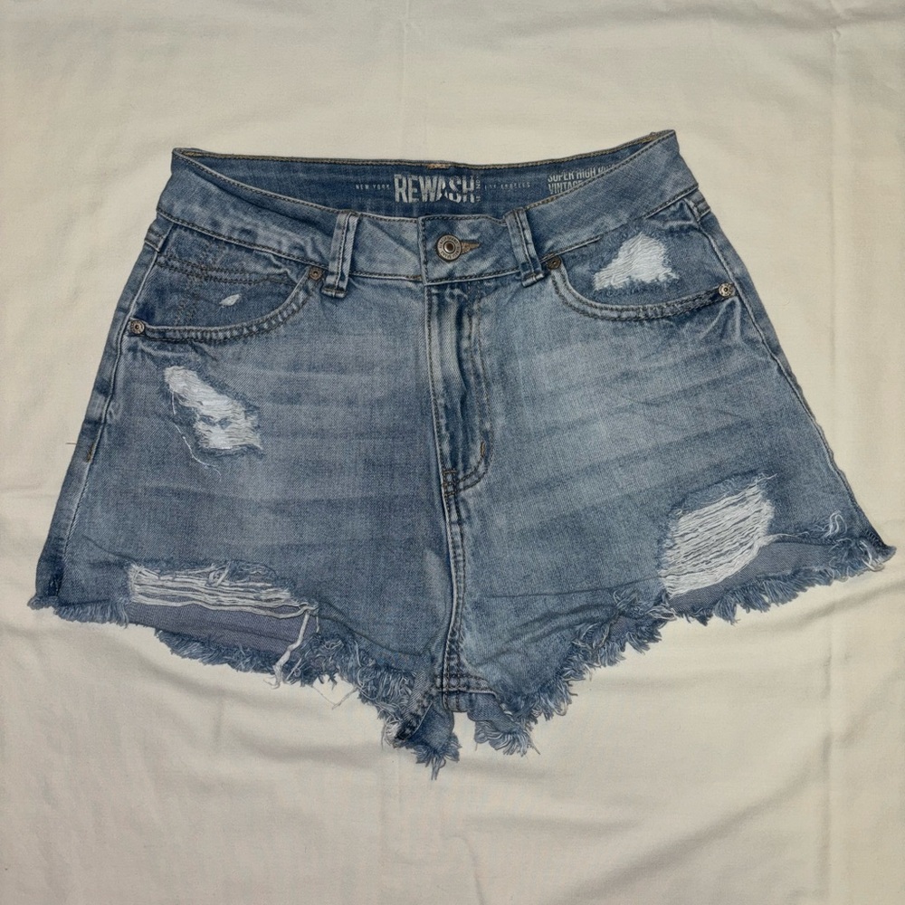 Blue rewash shorts